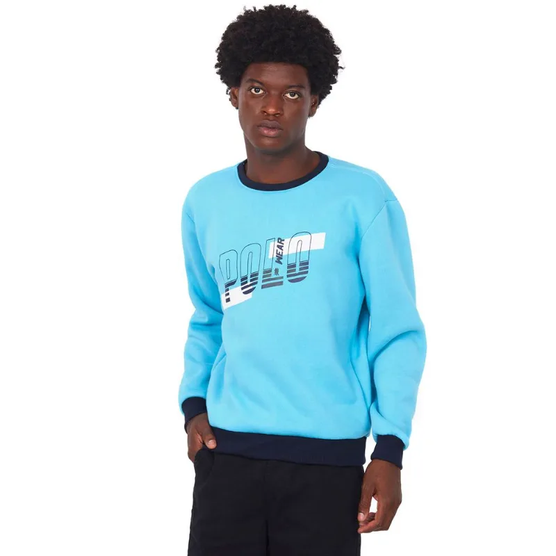 Blusa Masculina Moletom Polo Wear Azul Claro GG