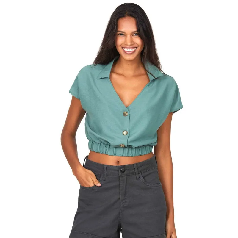 Cropped Amplo Com Botoes Polo Wear Verde Médio M