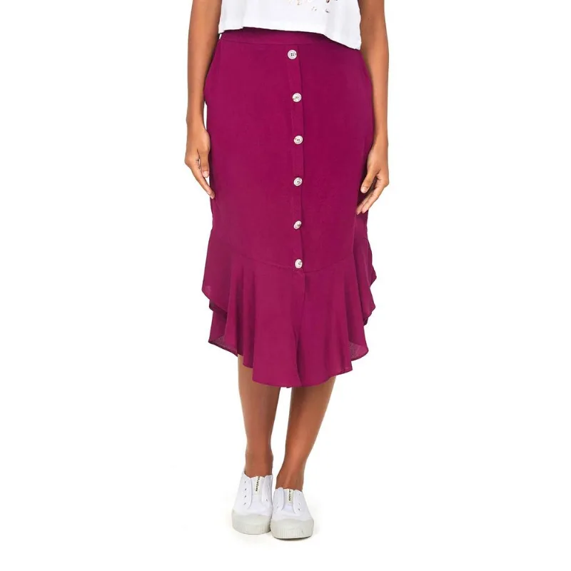 Saia Midi Com Botões Polo Wear Roxo Escuro M