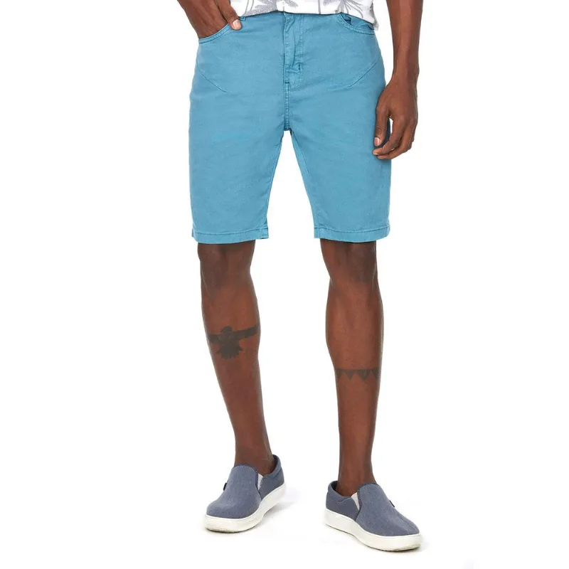 Bermuda Masc Sarja Slim Polo Wear Azul Médio 44
