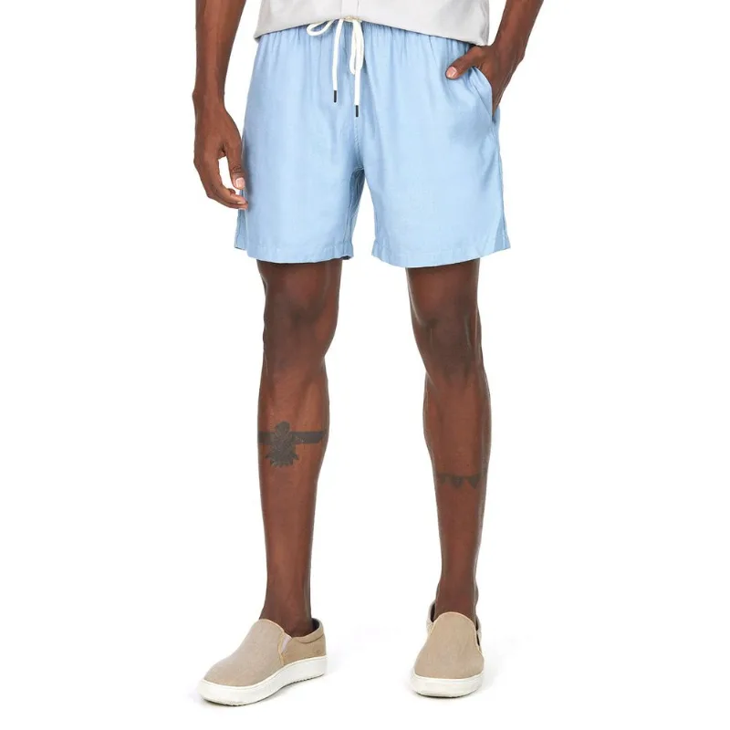 Short Viscolinho Liso Polo Wear Azul Claro P