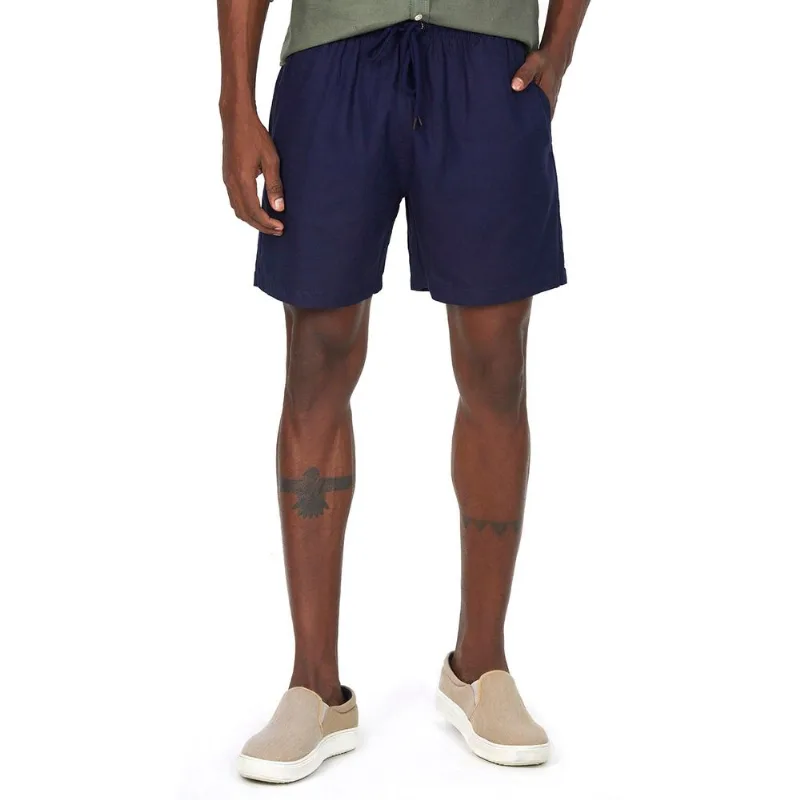 Short Viscolinho Liso Polo Wear Azul Escuro G1