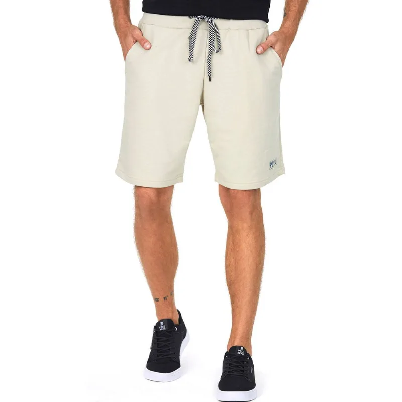 Bermuda Masculina Moletom The Polo Wear Bege Claro GG