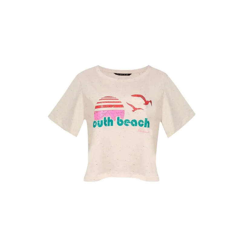 Camiseta Cropped South Beach Polo Wear Bege Médio M
