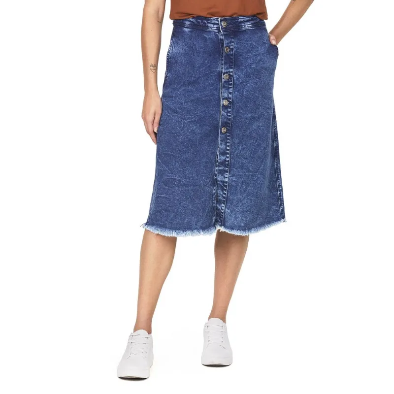 Saia Feminina Midi Polo Wear Jeans Médio 46