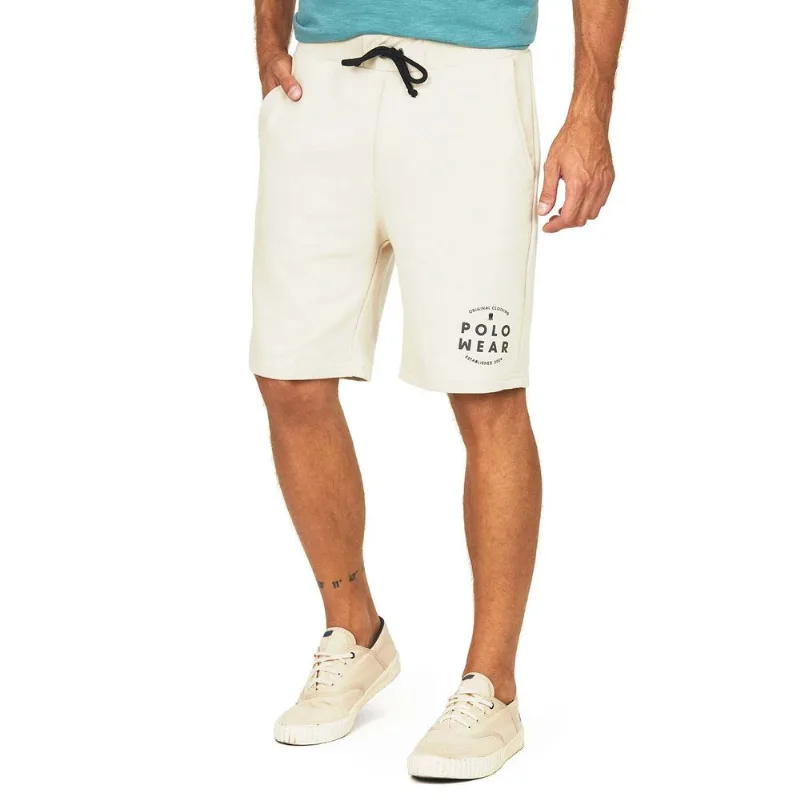 Bermuda Masculina Moletom Polo Wear Bege Claro P