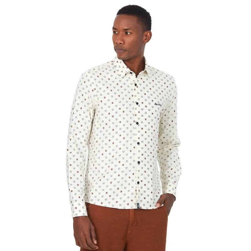 Camisa Oxford Estampado Mc Polo Wear Off White Branco G1