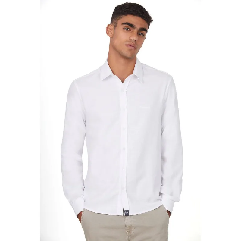 Camisa Viscolinho Oxford Ml Polo Wear Off White Branco P