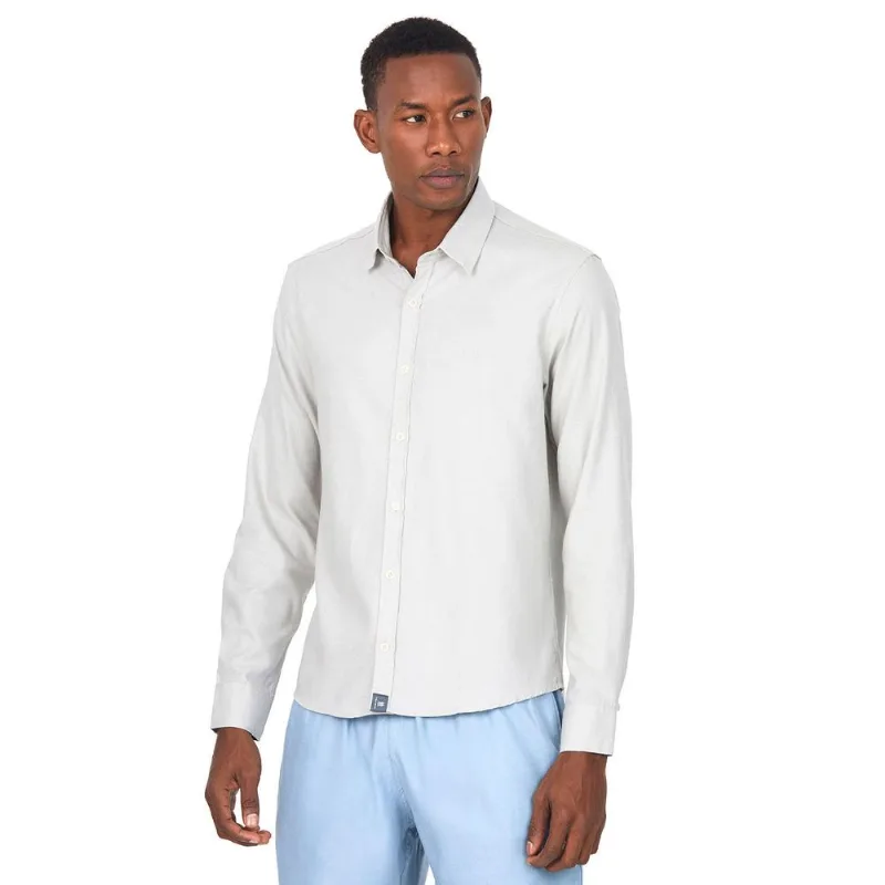 Camisa Viscolinho Oxford Ml Polo Wear Cinza Claro G