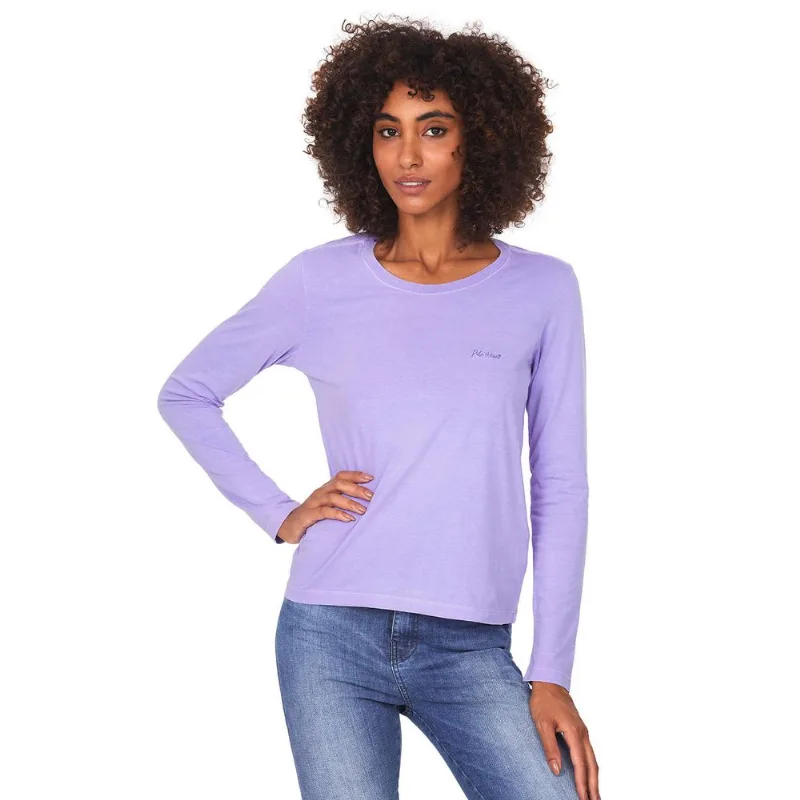 Camiseta Feminina Tint Bordada Polo Wear Roxo Claro G
