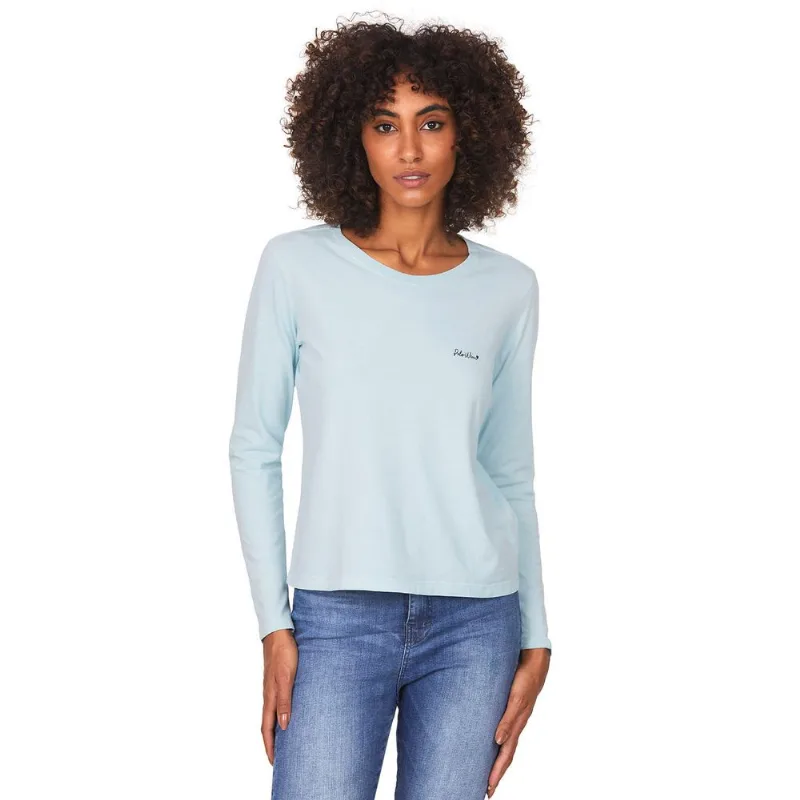 Camiseta Feminina Tint Bordada Polo Wear Azul Claro P