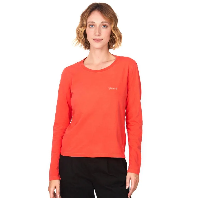 Camiseta Feminina Tint Bordada Polo Wear Laranja Escuro GG