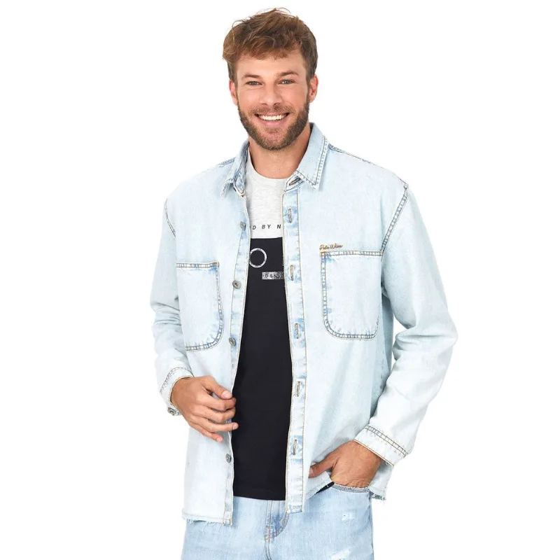 Camisa Masulina Ml Overshirt Polo Wear Jeans Claro GG