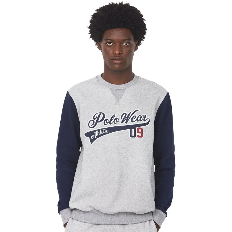 Moletom Careca College Polo Wear Mescla Claro Cinza G