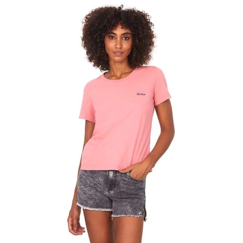 Camiseta Feminina Tinturada Bordada Polo Wear Rosa Claro GG