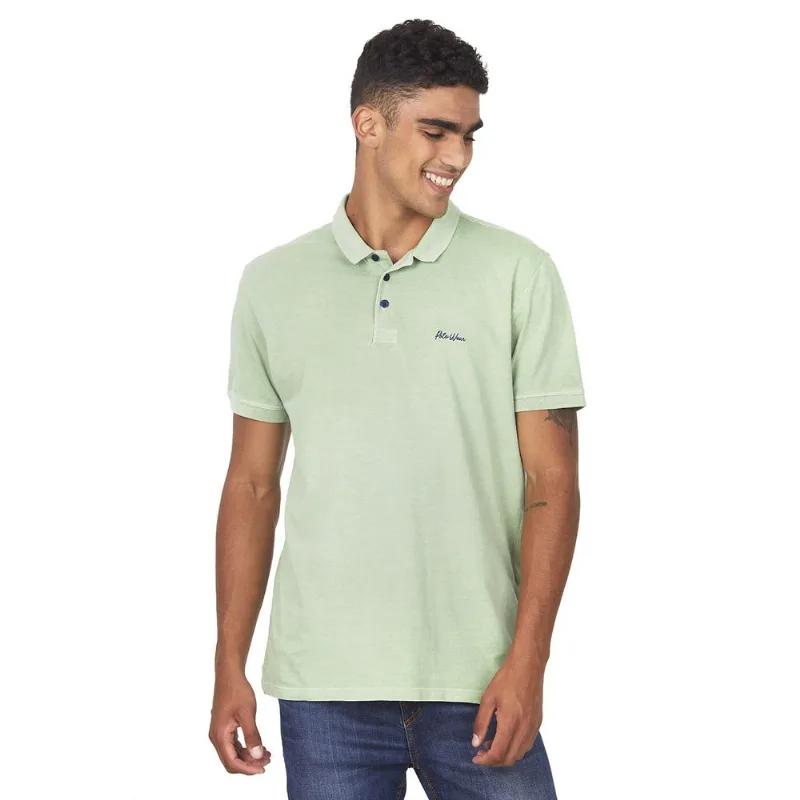 Polo Masculina Com Bordado Manuscrito Polo Wear Verde Claro P