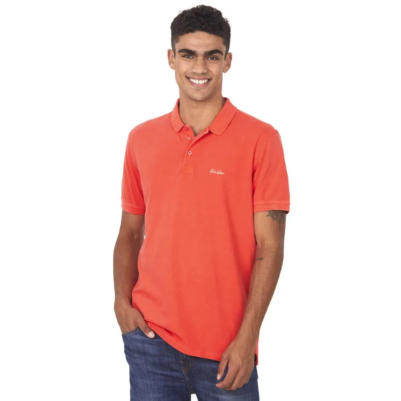 Polo Masculina Com Bordado Manuscrito Polo Wear Laranja Médio P