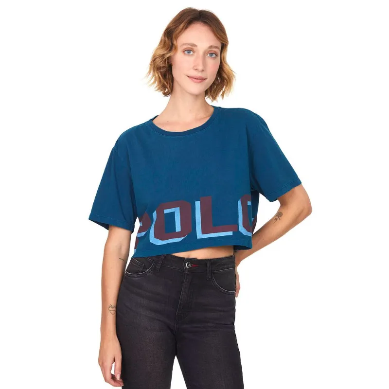 Camiseta Feminina Cropped Polo Wear Azul Escuro GG