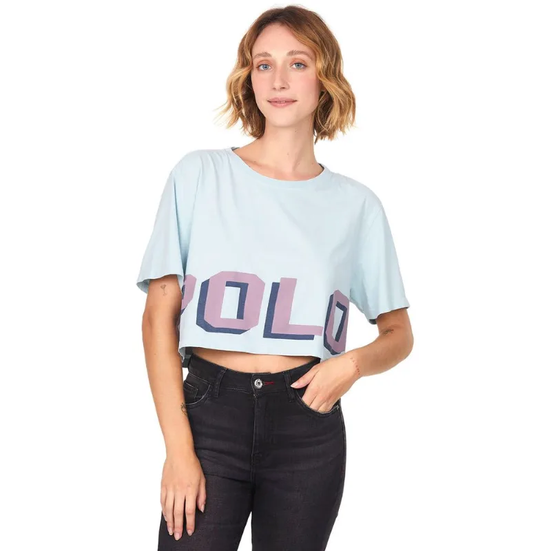 Camiseta Feminina Cropped Polo Wear Azul Claro GG
