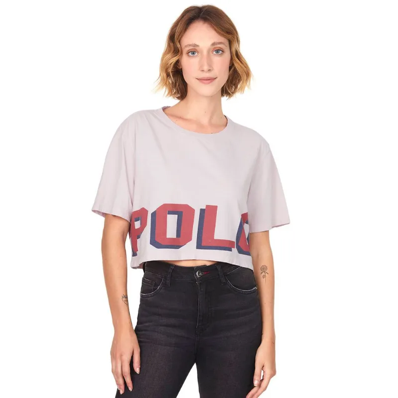 Camiseta Feminina Cropped Polo Wear Rosa Claro P