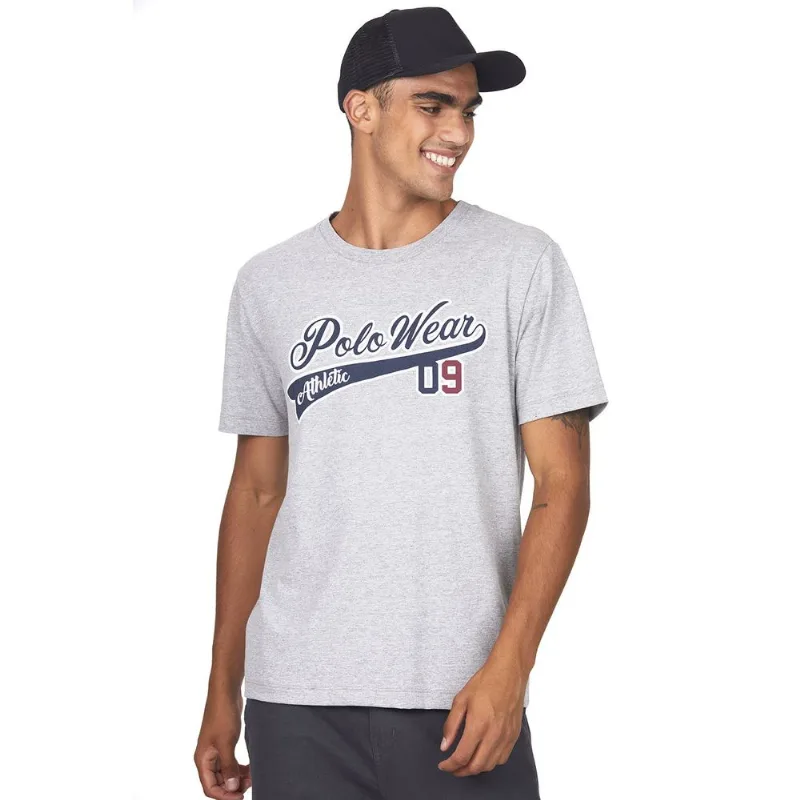 Camiseta Masculina College Polo Wear Mescla Médio Cinza M