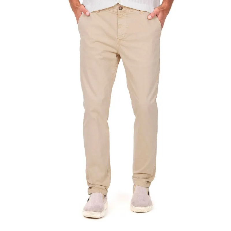 Calça Masculina Sarja Regular Polo Wear Bege Escuro 40