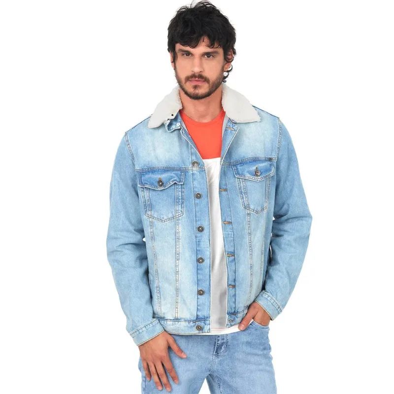 Jaqueta Masculina Gola Pelo Polo Wear Jeans Claro P