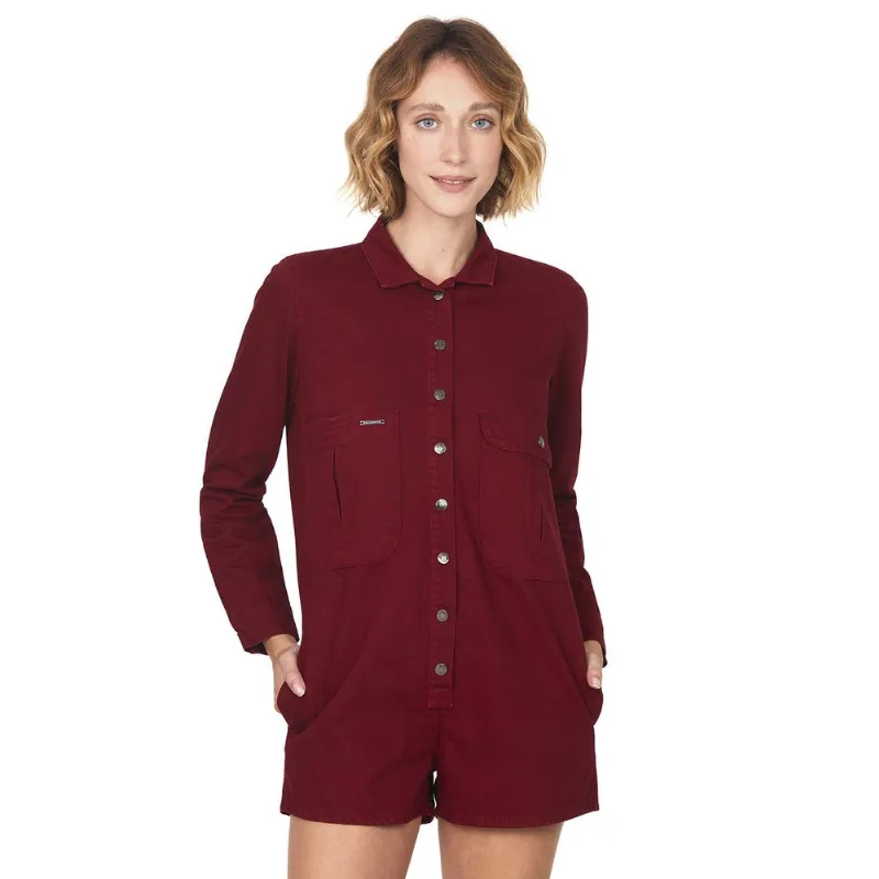 Macaquinho Feminina Sarja Polo Wear Vermelho Escuro P
