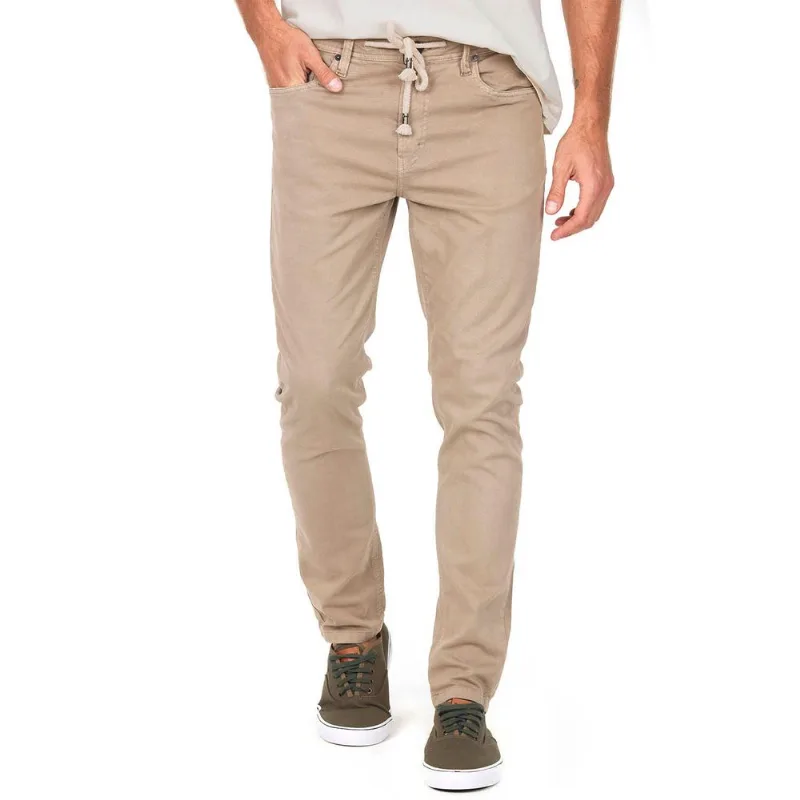 Calça Masculina Sarja Cós Elástico Polo Wear Cinza Médio 44