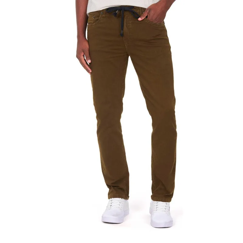 Calça Masculina Sarja Cós Elástico Polo Wear Marrom Médio 44