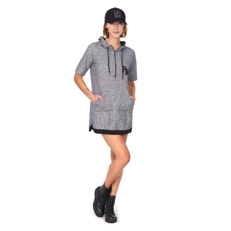 Vestido Bordado Com Capuz Polo Wear Mescla Escuro Cinza M
