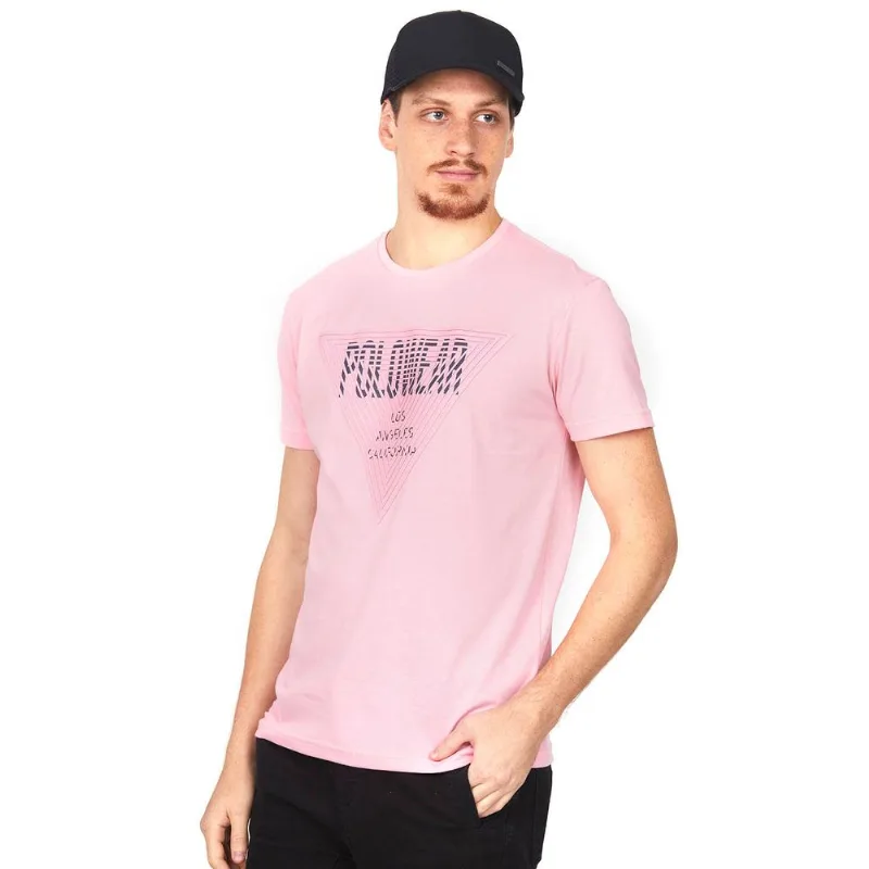 Camiseta Masculina Estampa Relevo Polo Wear Rosa Claro GG