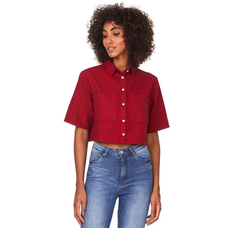 Camisa Cropped Feminina Polo Wear Vermelho Escuro GG