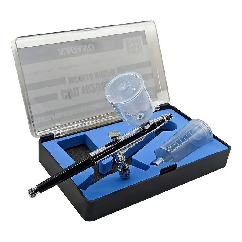 3x Caneta Aerógrafo Profissional 0.3mm Metálico 2 Cubas