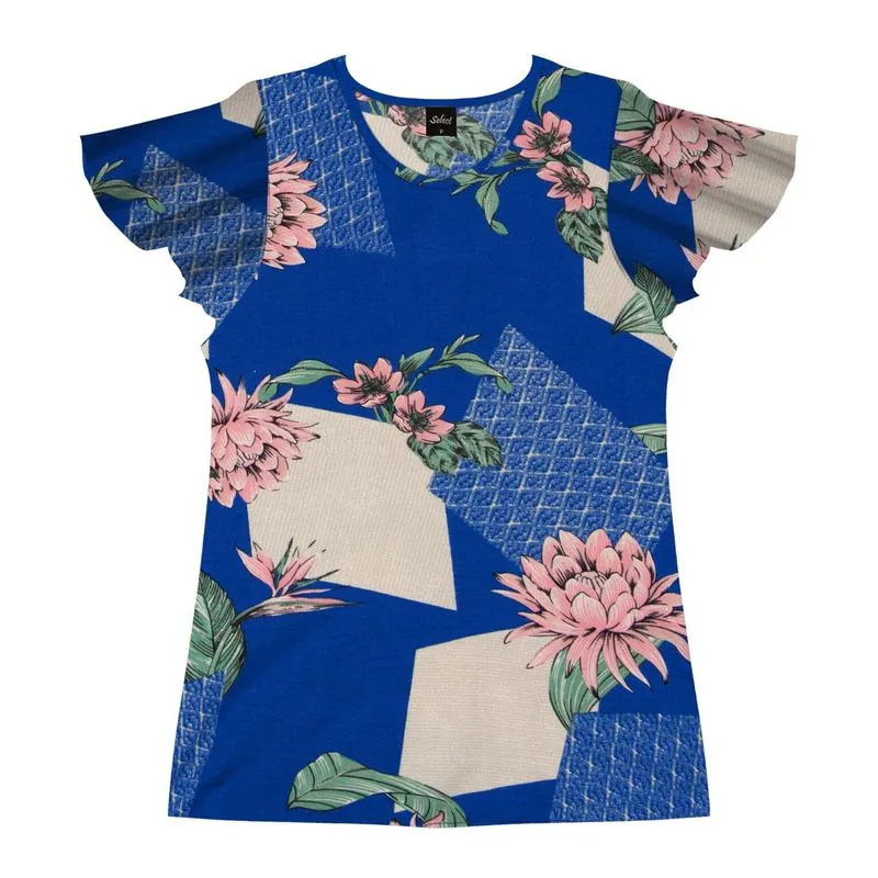 Blusa Feminina Manga Curta Select Azul GG