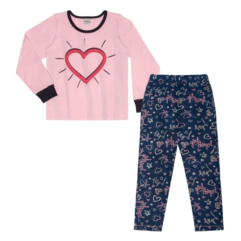 Pijama Infantil Feminino Coração Rovitex Kids Rosa 3