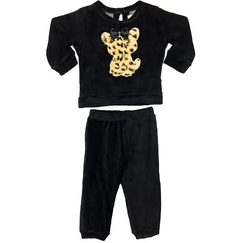 Conjunto Infantil Menina Moletom Com Estampa 1/3 - 1114731-PRETO-1