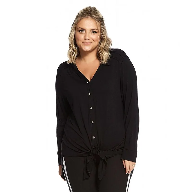 Blusa Alongada Feminina Secret Glam Preto Plus G