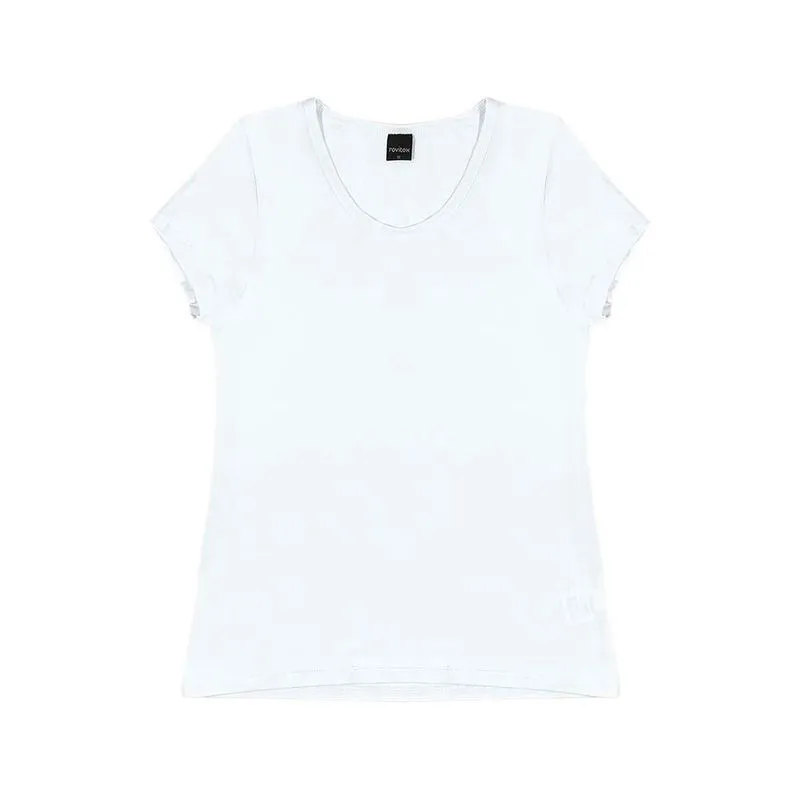 Blusa Baby Look Manga Curta Viscose Stretch Branca
