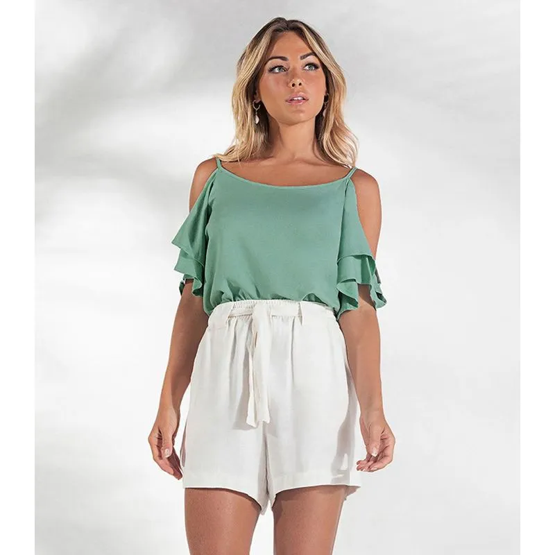 Shorts Viscolinho Feminino Endless Bege GG
