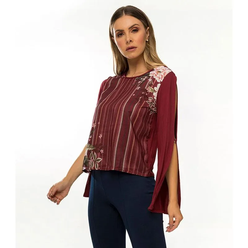Blusa Feminina Abertura Mangas Rovitex Vermelho P