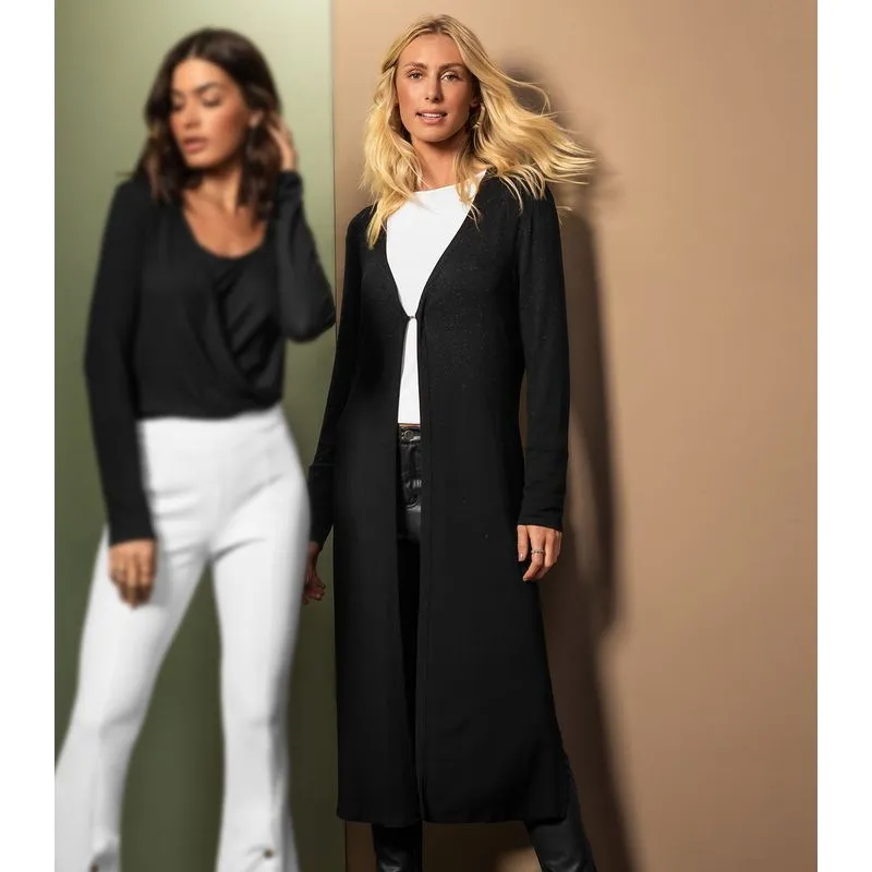 Cardigan Feminino Alongado Endless Preto G