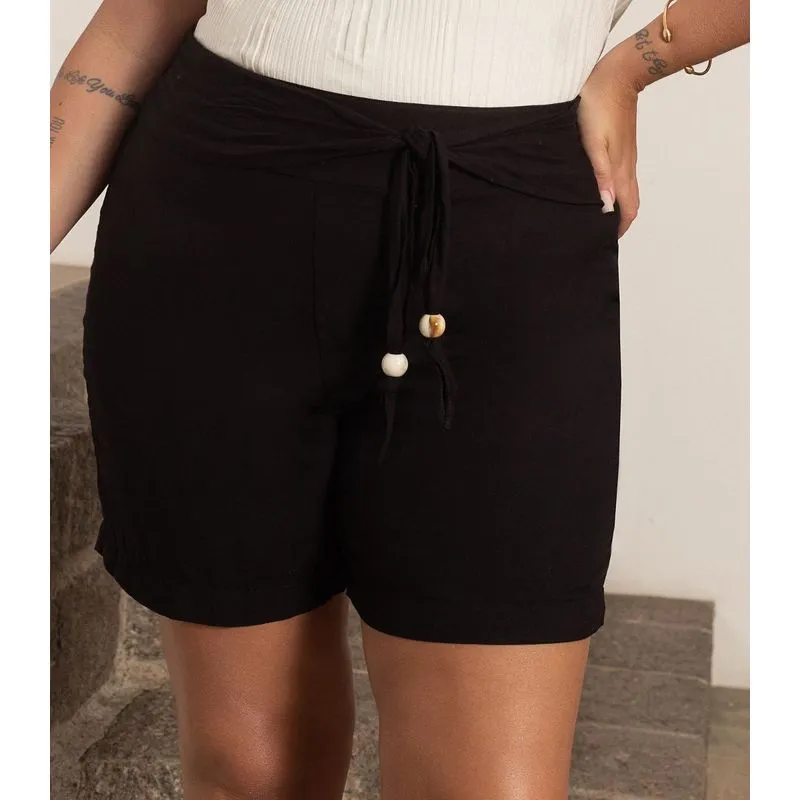 Shorts Feminino Plus Size Secret Preto Plus G