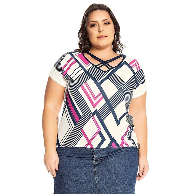 Blusa Viscotorcion Feminina Rovitex Plus Bege Plus G