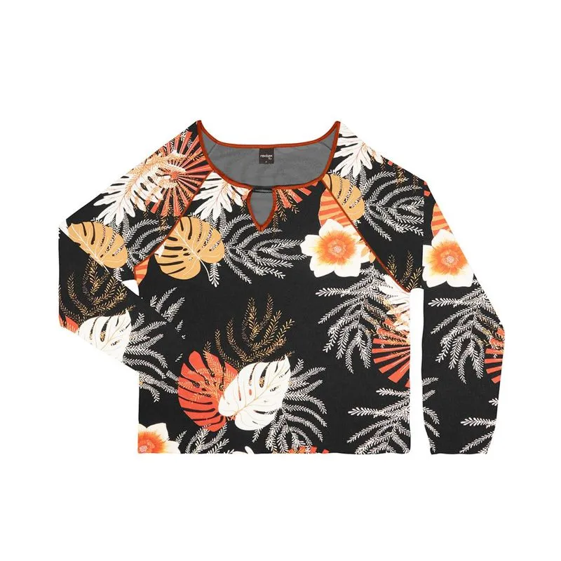 Blusa Feminina Estampada Rovitex Plus Preto G
