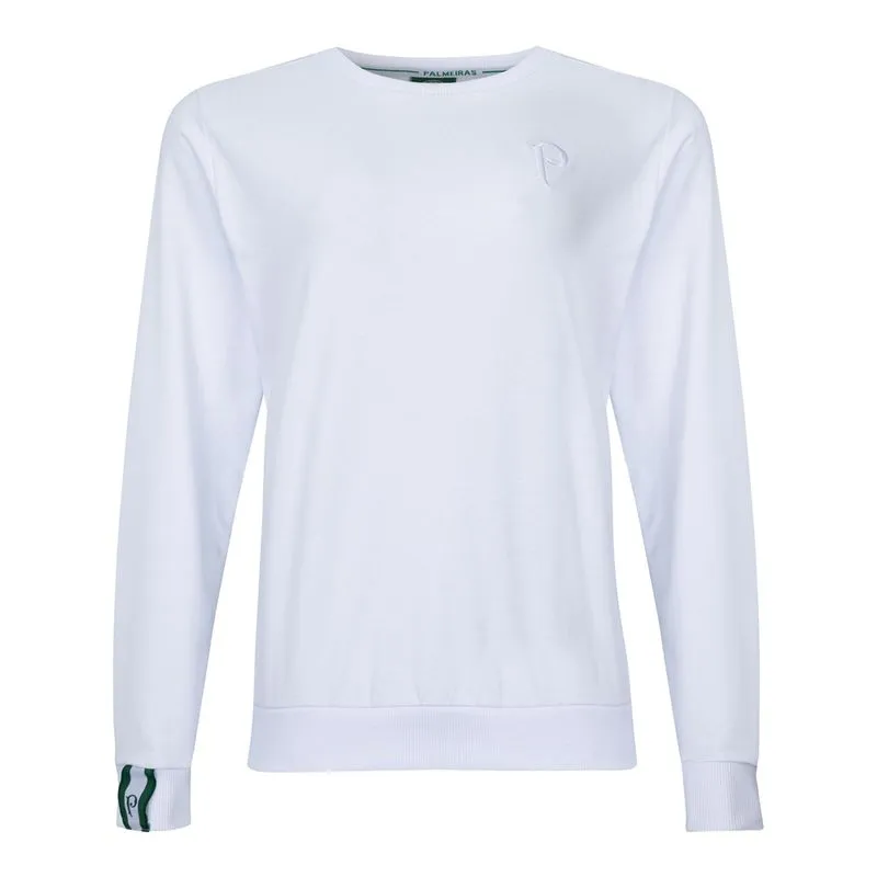 Blusa Moletom Feminina Palmeiras Home - Branco - GG