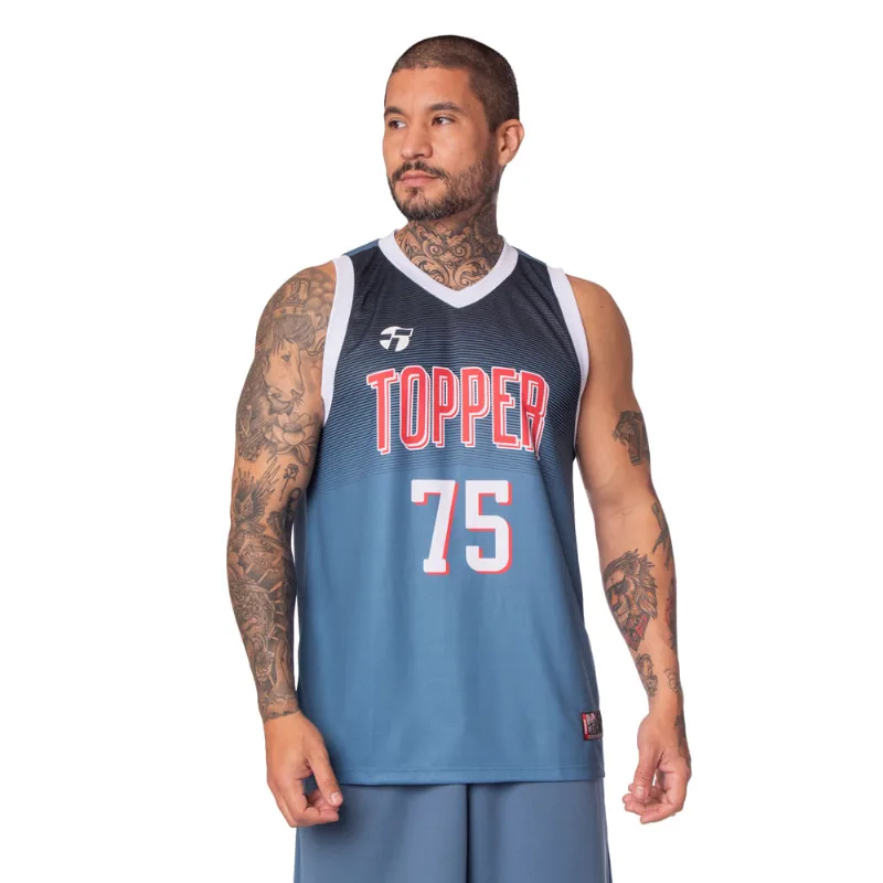 Regata Masculina Topper Basket Geometric Azul - 3G - Topper