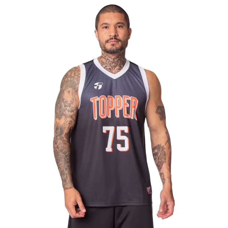 Regata Masculina Topper Basket Geometric Preto/cinza - 3G - Topper