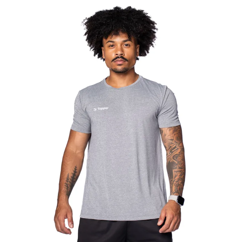 Camiseta Masculina Topper Treino Performance Mescla Cinza - P