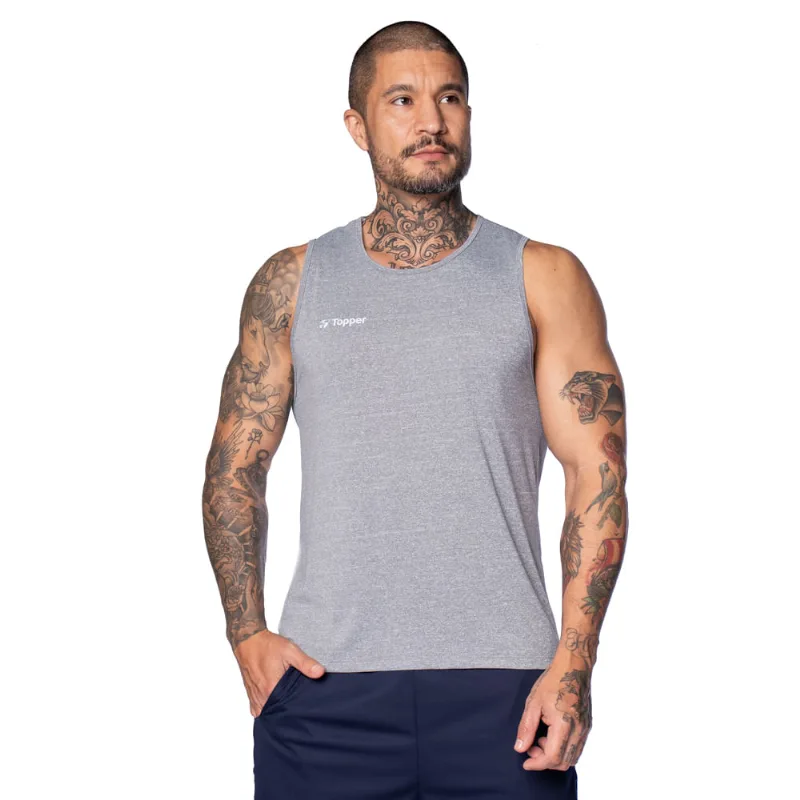 Regata Masculina Topper Treino e Performance Cinza Mescla - P